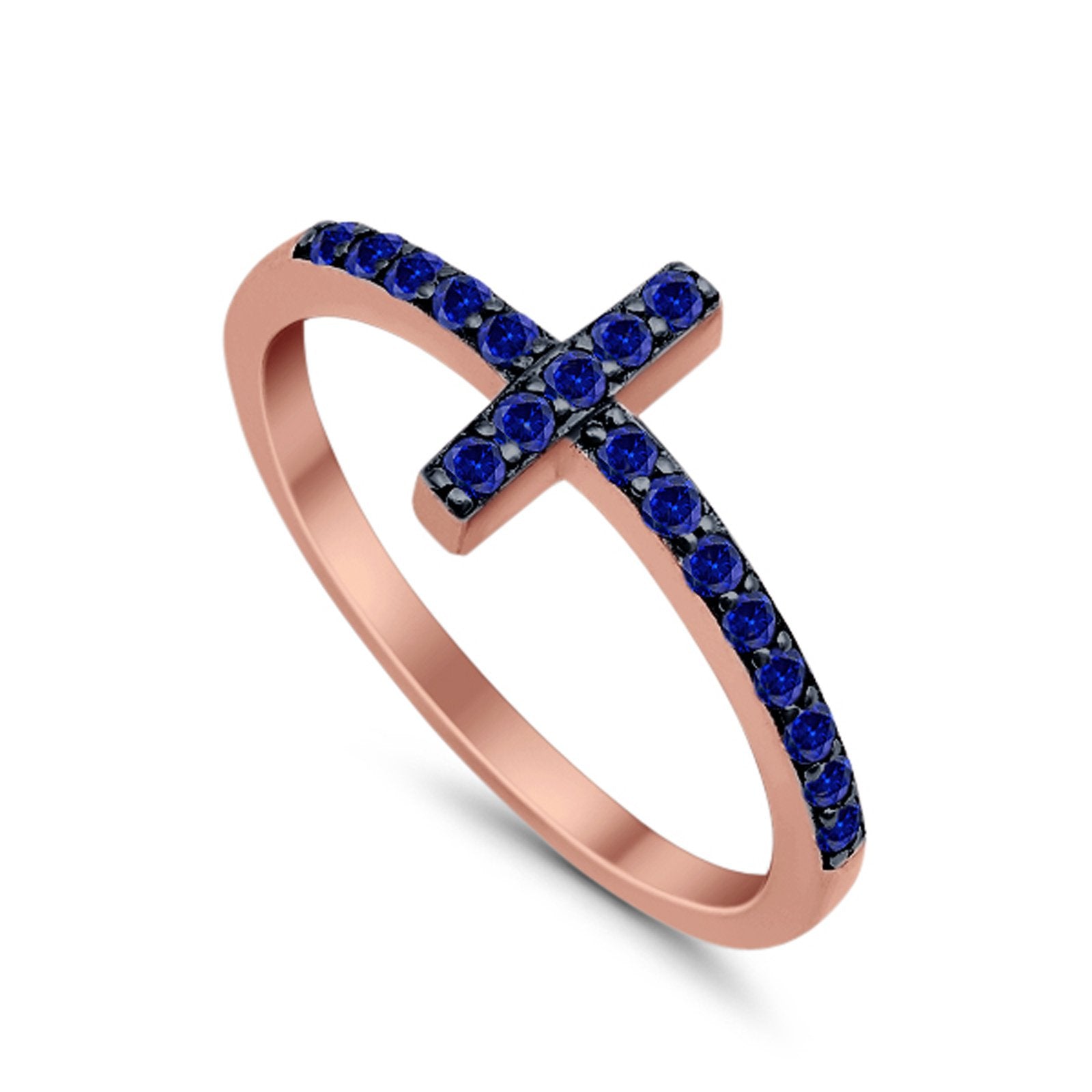 Wedding Eternity Sideways Cross Rings Simulated CZ 925 Sterling Silver