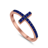 Wedding Eternity Sideways Cross Rings Simulated CZ 925 Sterling Silver