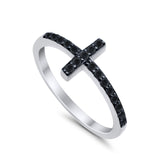 Wedding Eternity Sideways Cross Rings Simulated CZ 925 Sterling Silver