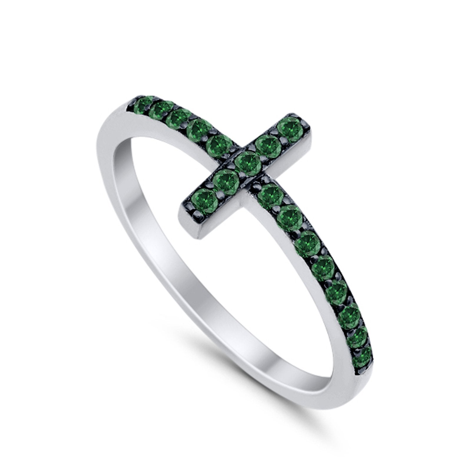 Wedding Eternity Sideways Cross Rings Simulated CZ 925 Sterling Silver
