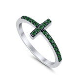 Wedding Eternity Sideways Cross Rings Simulated CZ 925 Sterling Silver