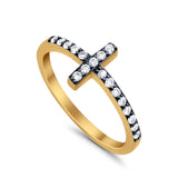 Wedding Eternity Sideways Cross Rings Simulated CZ 925 Sterling Silver
