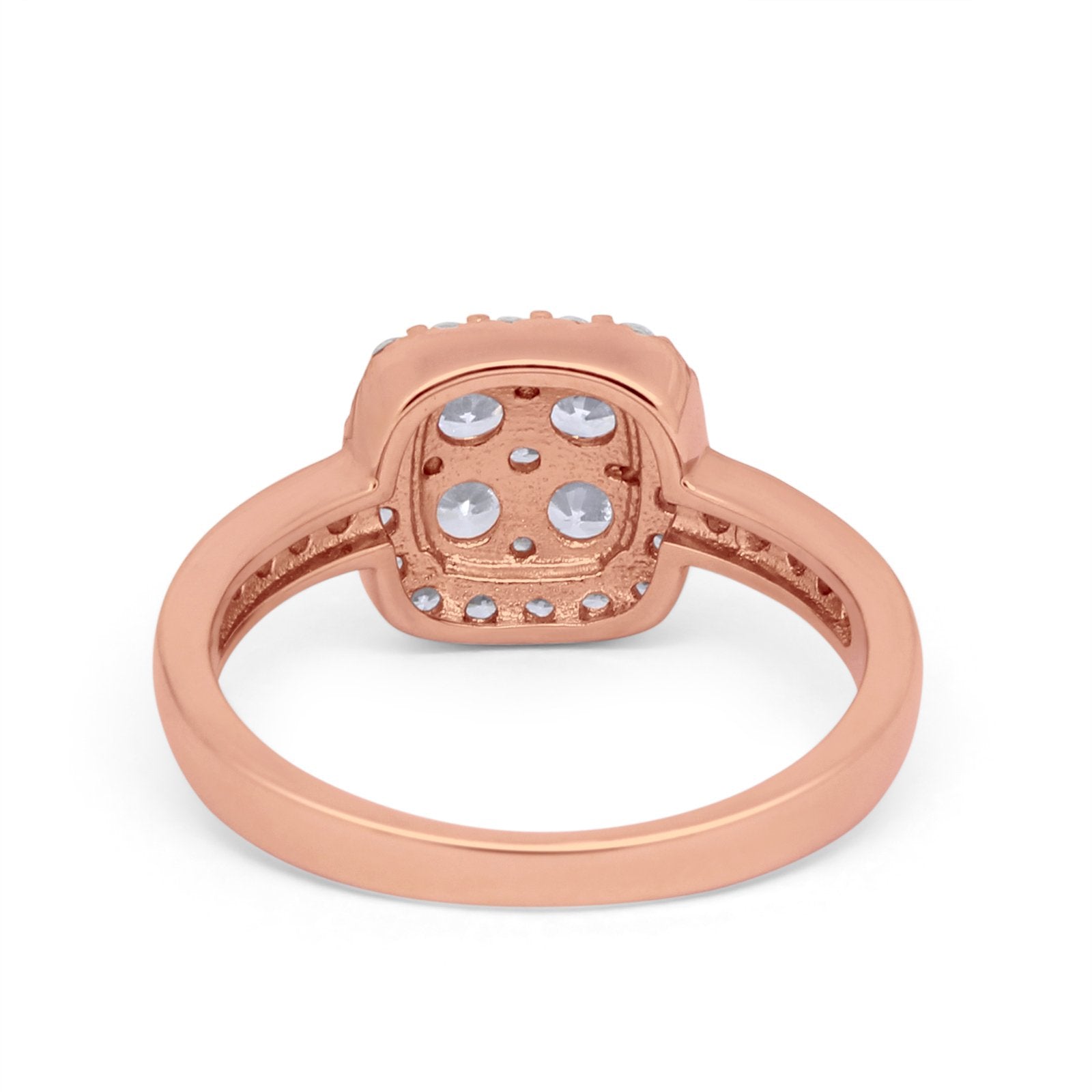 Halo Dazzling Accent Wedding Ring Simulated Cubic Zirconia 925 Sterling Silver