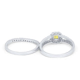 Halo Two Piece Engagement Ring Simulated Cubic Zirconia 925 Sterling Silver