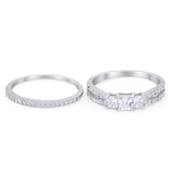 Engagement Ring Stone Princess Cut Simulated Cubic Zirconia 925 Sterling Silver