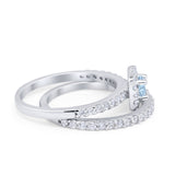Wedding Band Ring Round Piece Simulated Cubic Zirconia 925 Sterling Silver