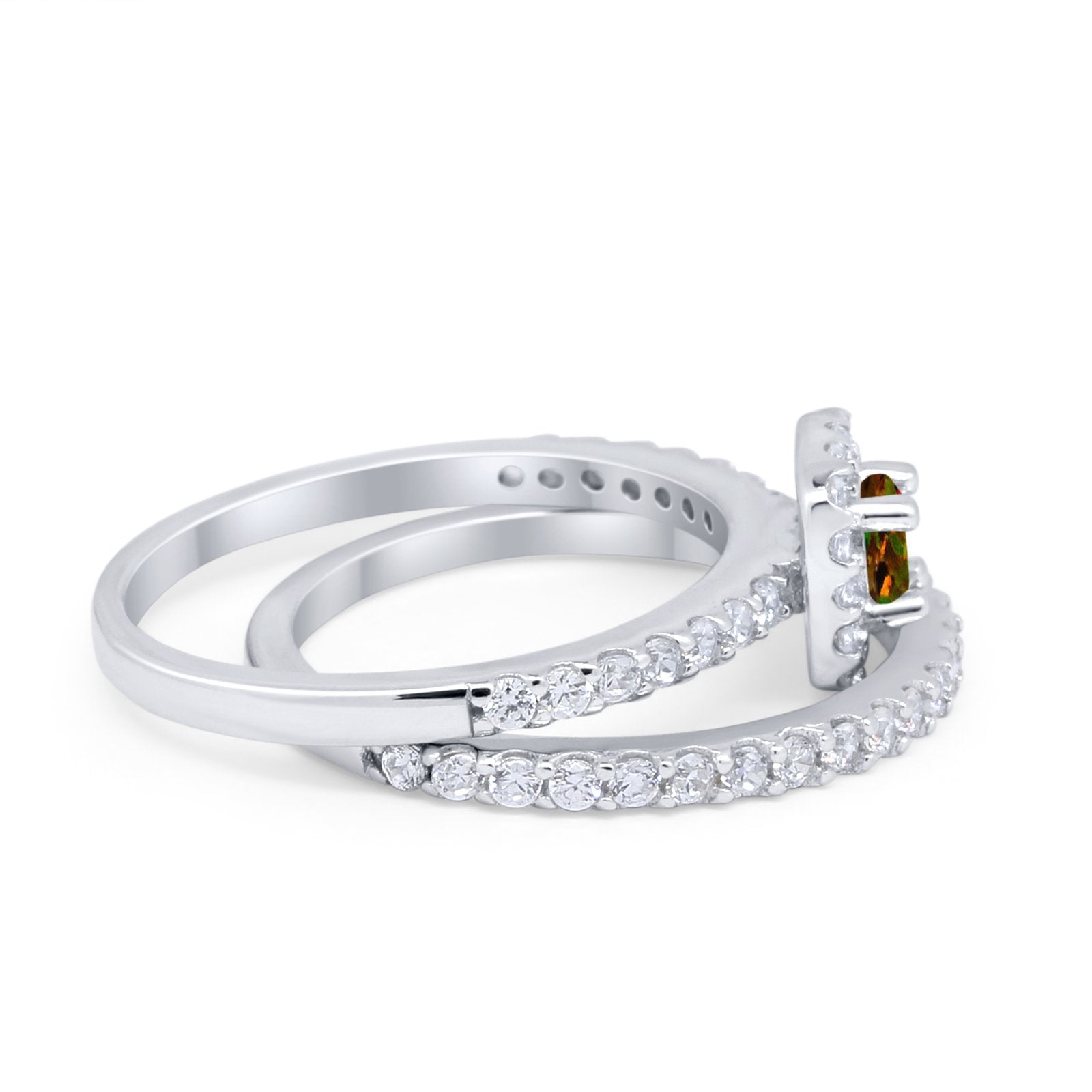 Wedding Band Ring Round Piece Simulated Cubic Zirconia 925 Sterling Silver