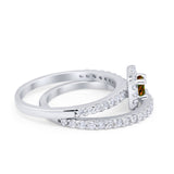 Wedding Band Ring Round Piece Simulated Cubic Zirconia 925 Sterling Silver