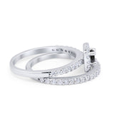 Wedding Band Ring Round Piece Simulated Cubic Zirconia 925 Sterling Silver