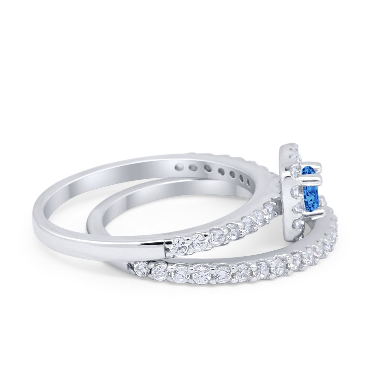 Wedding Band Ring Round Piece Simulated Cubic Zirconia 925 Sterling Silver