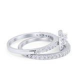 Wedding Band Ring Round Piece Simulated Cubic Zirconia 925 Sterling Silver