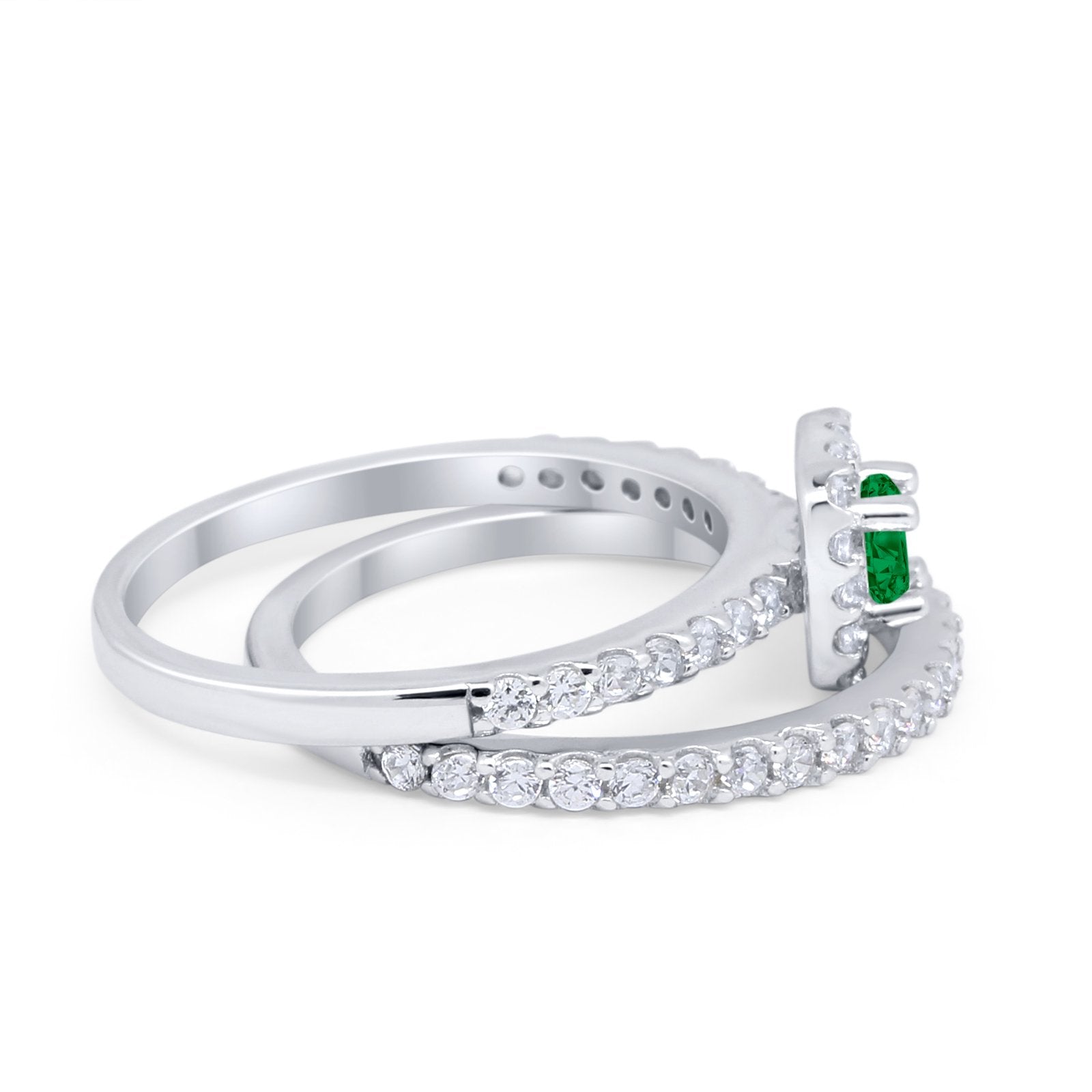 Wedding Band Ring Round Piece Simulated Cubic Zirconia 925 Sterling Silver