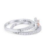 Wedding Band Ring Round Piece Simulated Cubic Zirconia 925 Sterling Silver