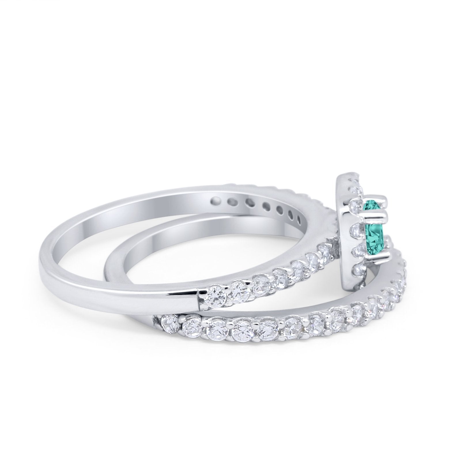 Wedding Band Ring Round Piece Simulated Cubic Zirconia 925 Sterling Silver