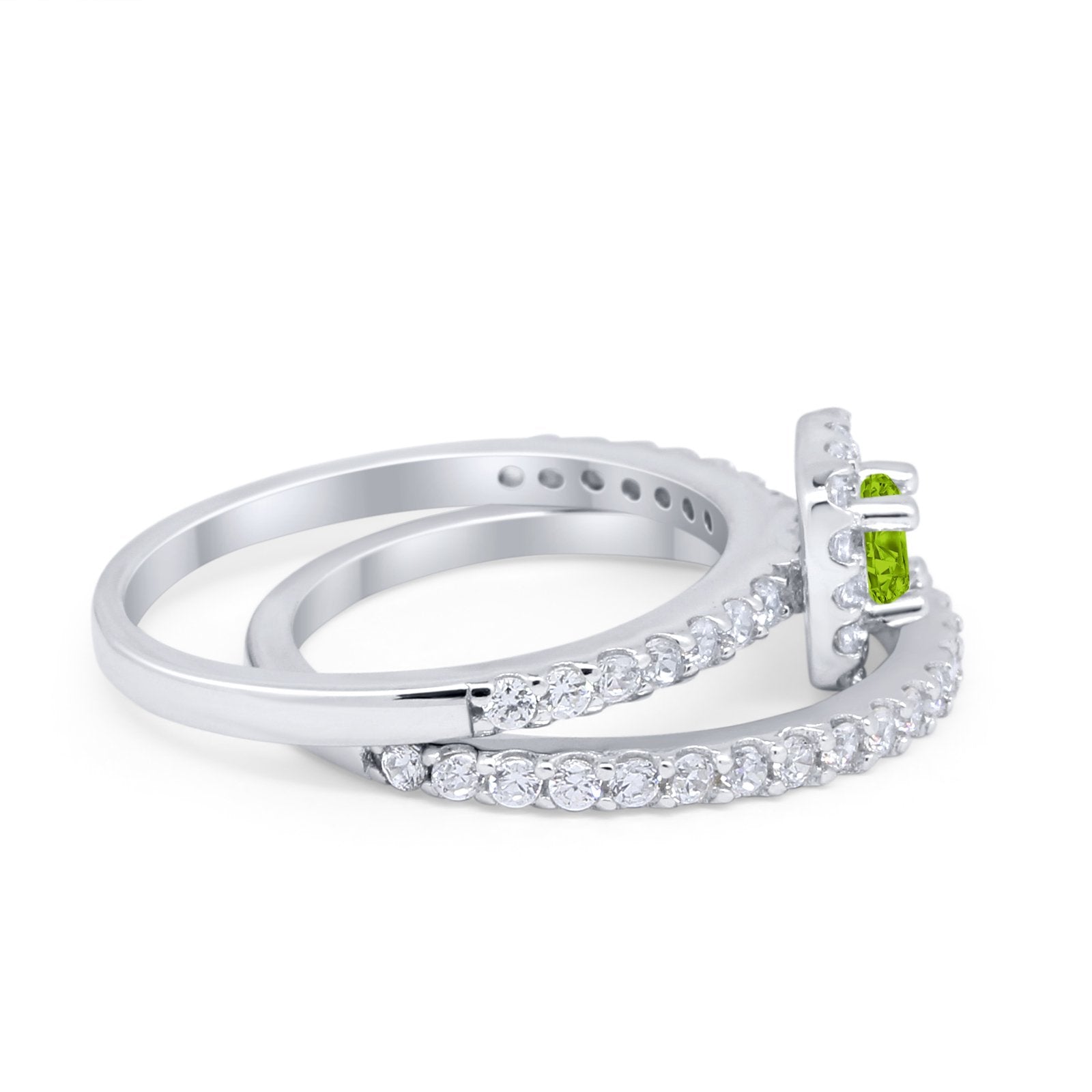 Wedding Band Ring Round Piece Simulated Cubic Zirconia 925 Sterling Silver