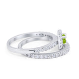 Wedding Band Ring Round Piece Simulated Cubic Zirconia 925 Sterling Silver