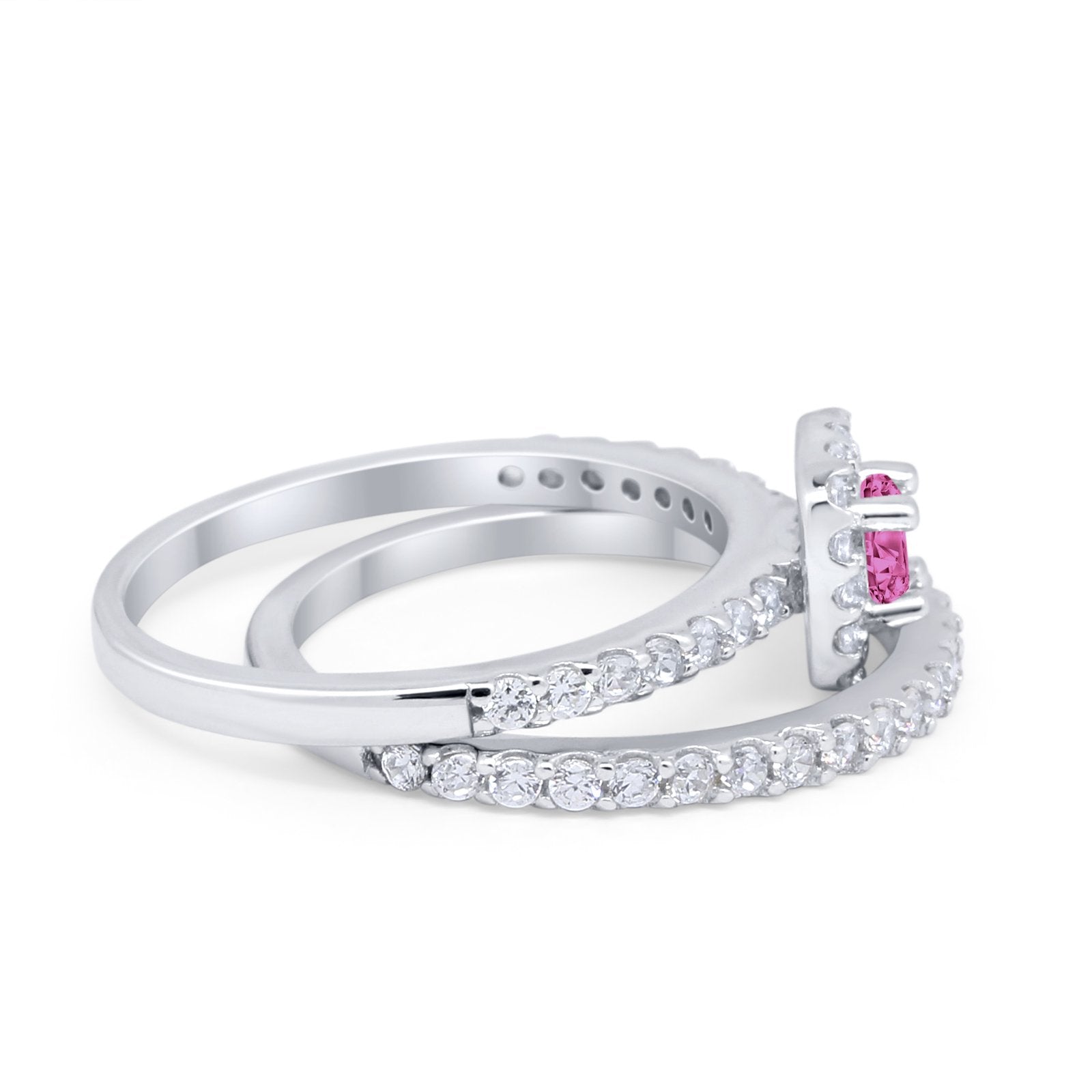 Wedding Band Ring Round Piece Simulated Cubic Zirconia 925 Sterling Silver