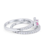 Wedding Band Ring Round Piece Simulated Cubic Zirconia 925 Sterling Silver