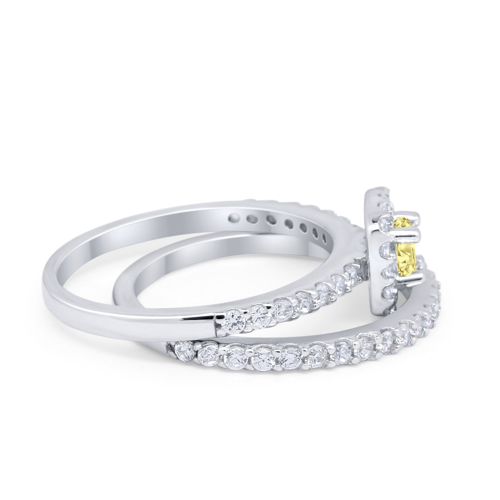 Wedding Band Ring Round Piece Simulated Cubic Zirconia 925 Sterling Silver