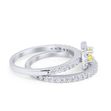 Wedding Band Ring Round Piece Simulated Cubic Zirconia 925 Sterling Silver