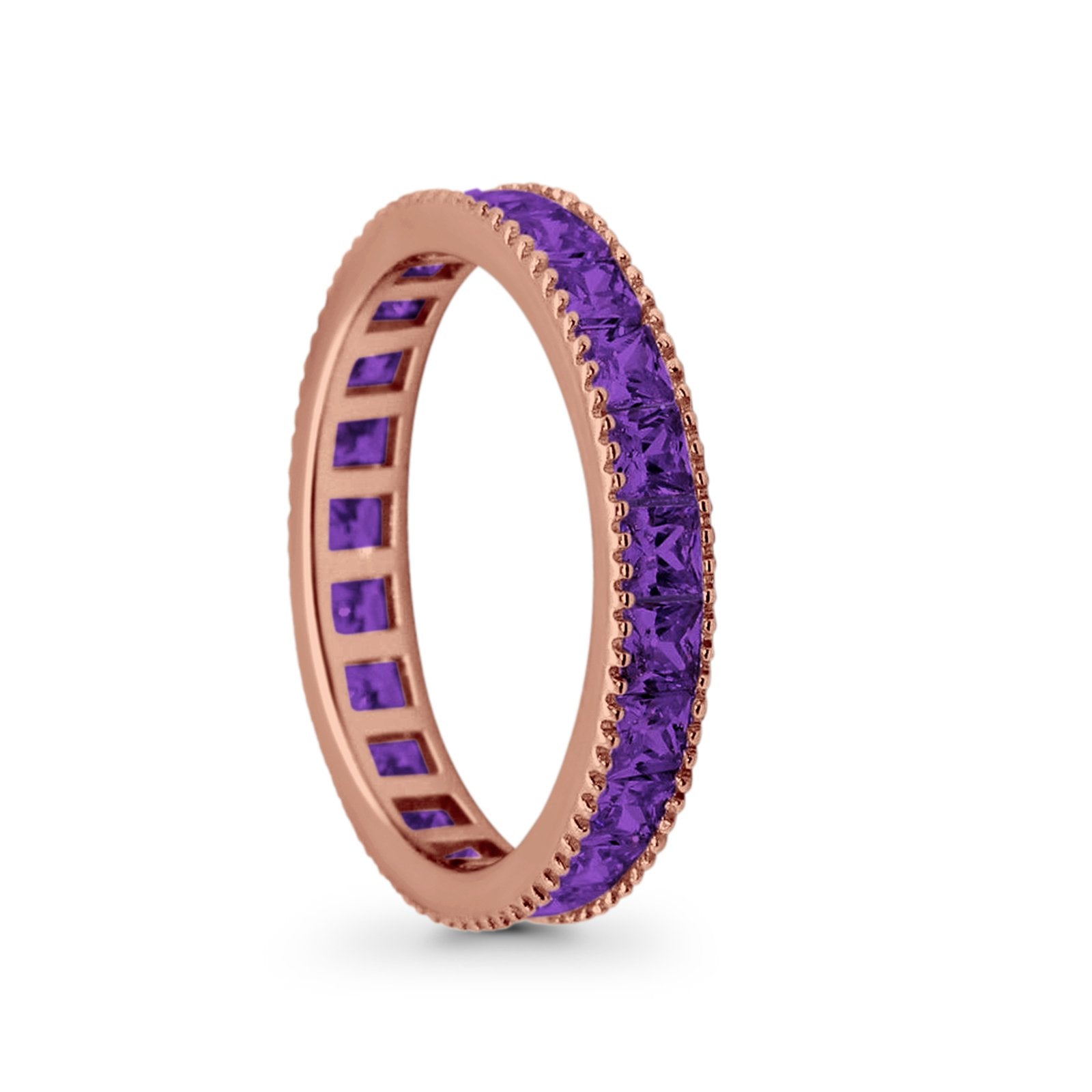 Full Eternity Wedding Band Ring Simulated CZ 925 Sterling Silver