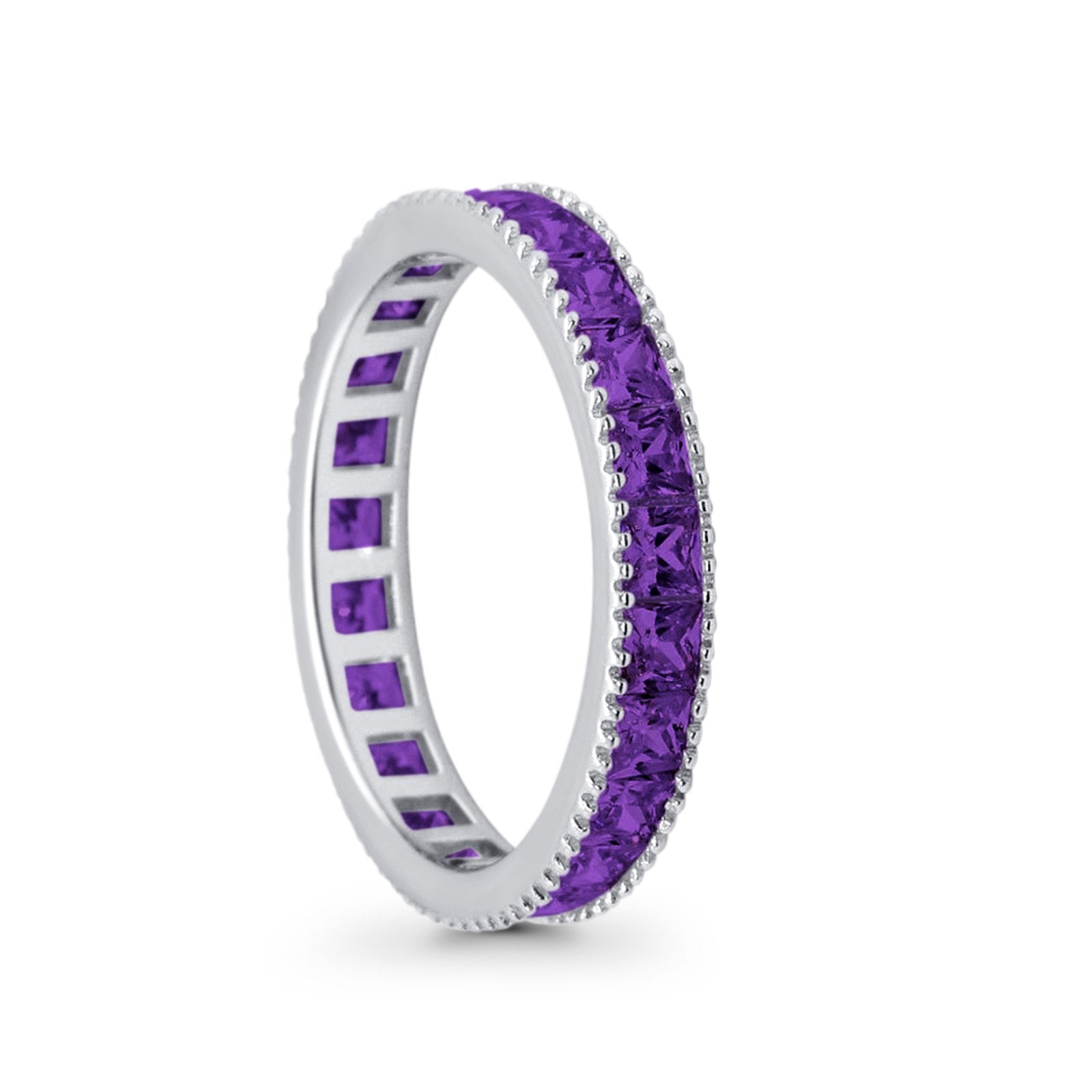 Full Eternity Wedding Band Ring Simulated CZ 925 Sterling Silver