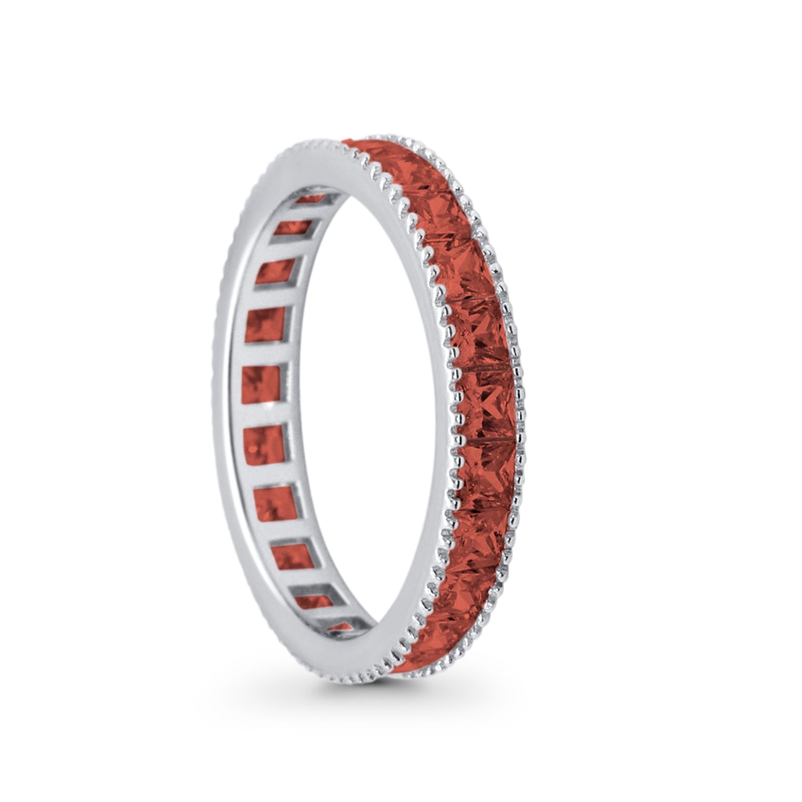 Full Eternity Wedding Band Ring Simulated CZ 925 Sterling Silver