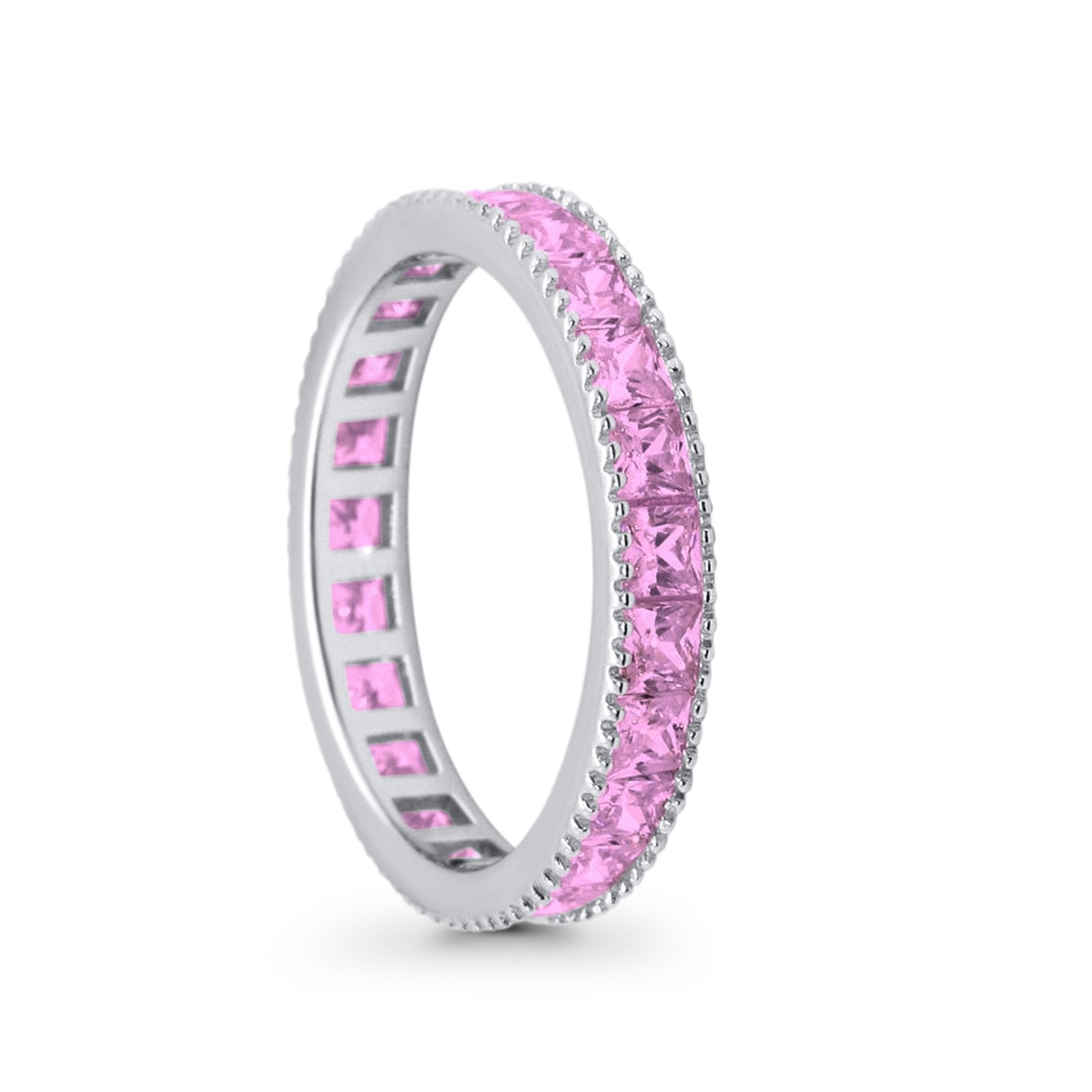 Full Eternity Wedding Band Ring Simulated CZ 925 Sterling Silver