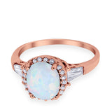 Halo Engagement Ring Baguette Simulated Cubic Zirconia 925 Sterling Silver