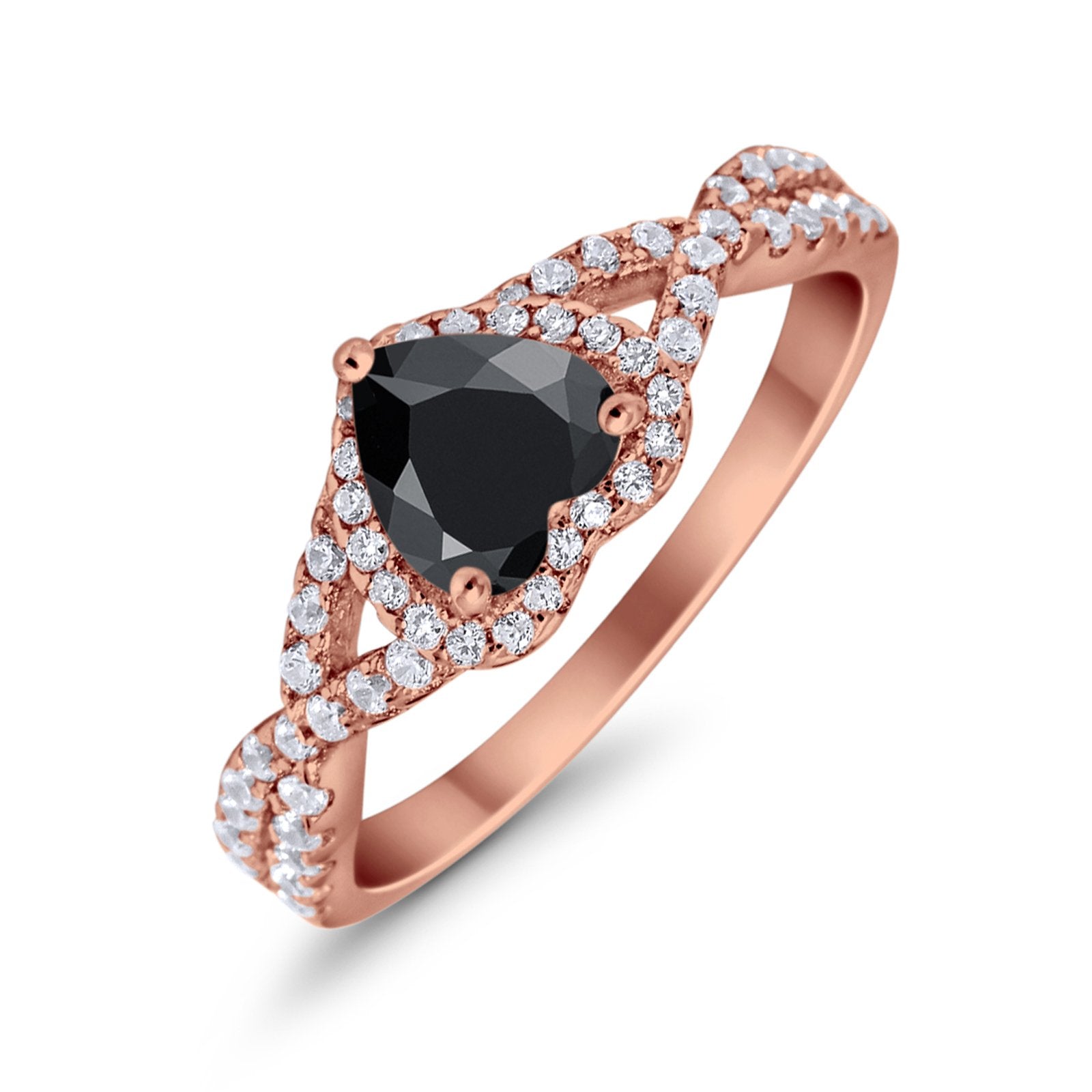 Heart Promise Ring Infinity Shank Simulated Cubic Zirconia 925 Sterling Silver