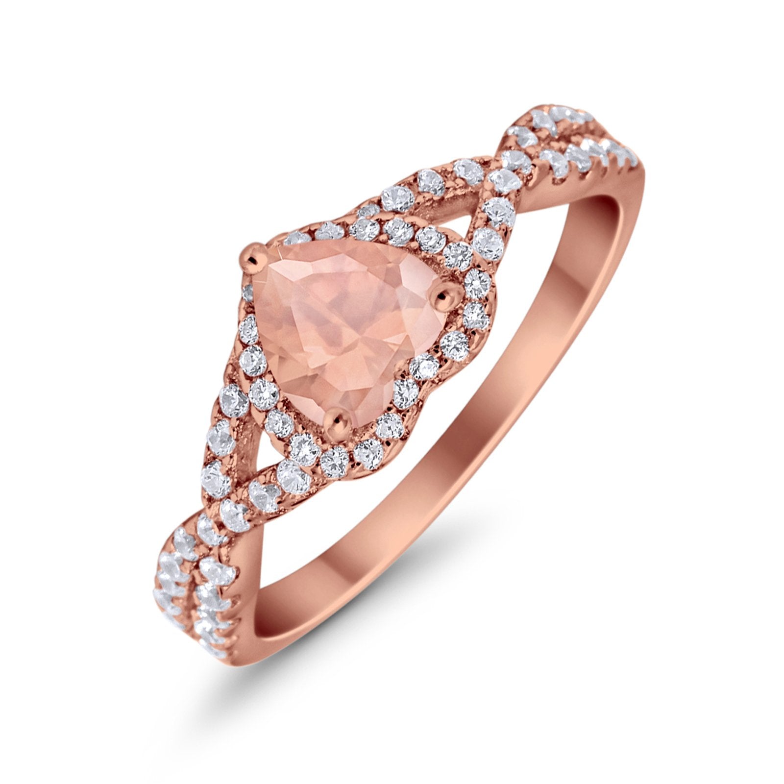 Heart Promise Ring Infinity Shank Simulated Cubic Zirconia 925 Sterling Silver