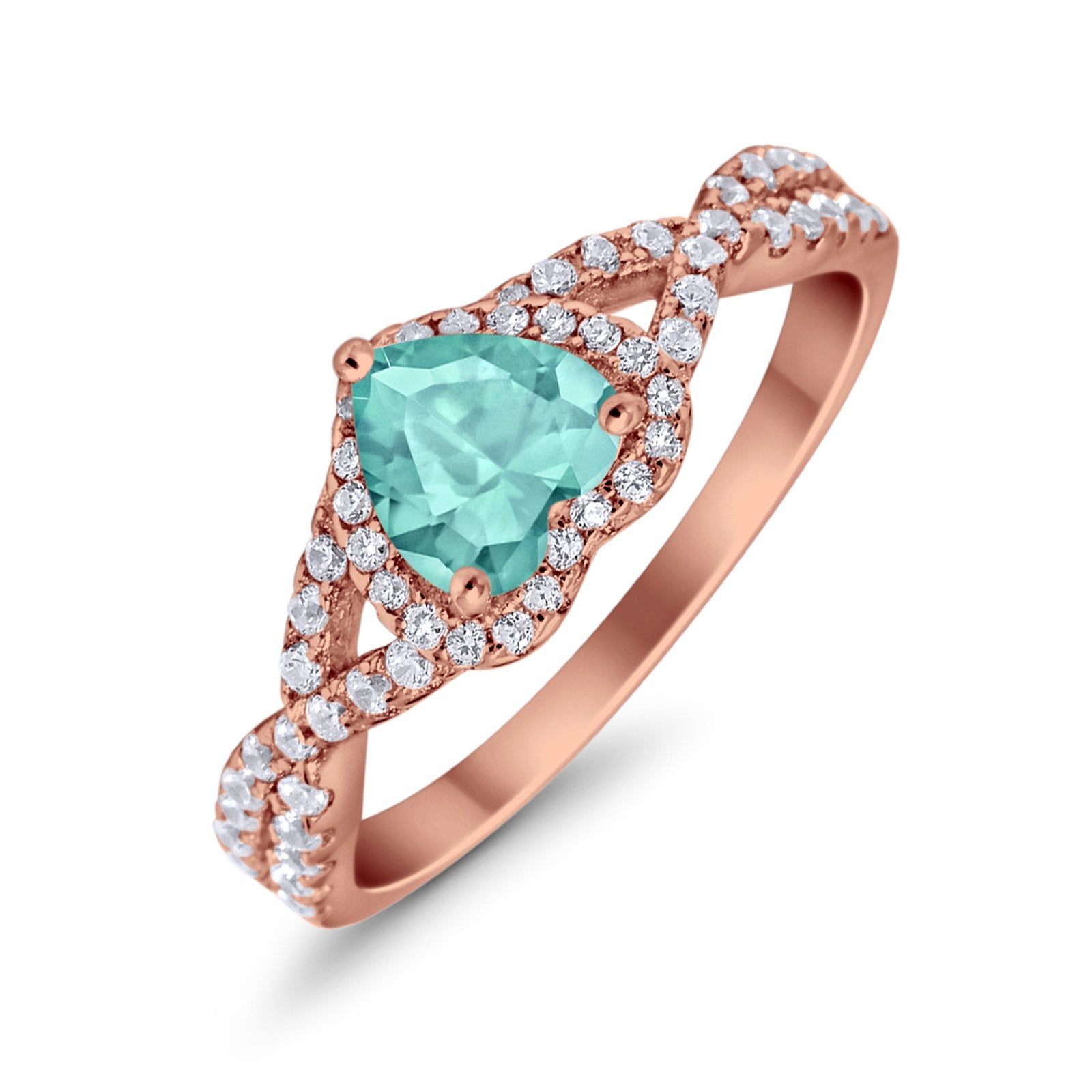 Heart Promise Ring Infinity Shank Simulated Cubic Zirconia 925 Sterling Silver