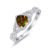 Heart Promise Ring Infinity Shank Simulated Cubic Zirconia 925 Sterling Silver