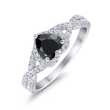 Heart Promise Ring Infinity Shank Simulated Cubic Zirconia 925 Sterling Silver
