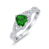 Heart Promise Ring Infinity Shank Simulated Cubic Zirconia 925 Sterling Silver