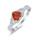 Heart Promise Ring Infinity Shank Simulated Cubic Zirconia 925 Sterling Silver