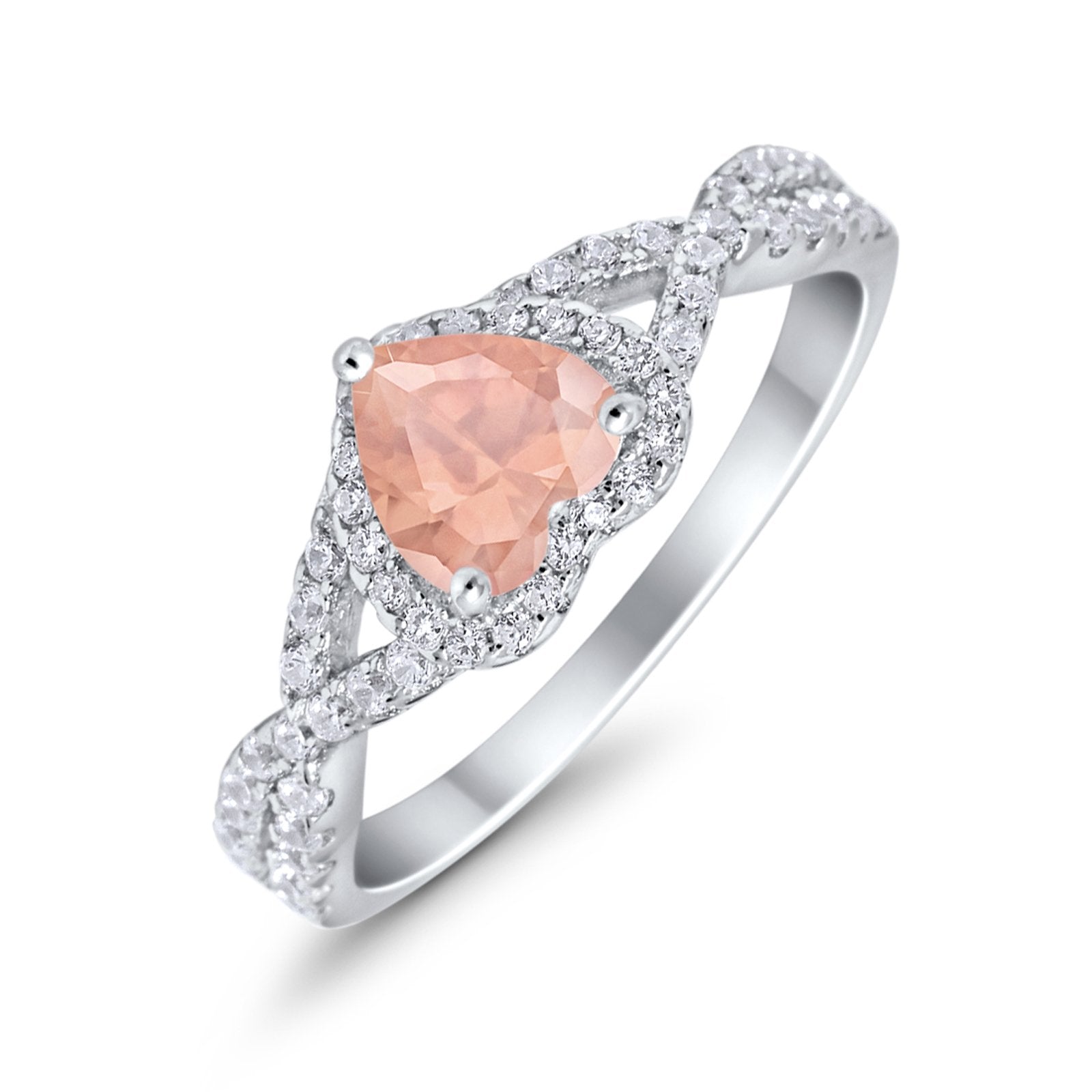 Heart Promise Ring Infinity Shank Simulated Cubic Zirconia 925 Sterling Silver