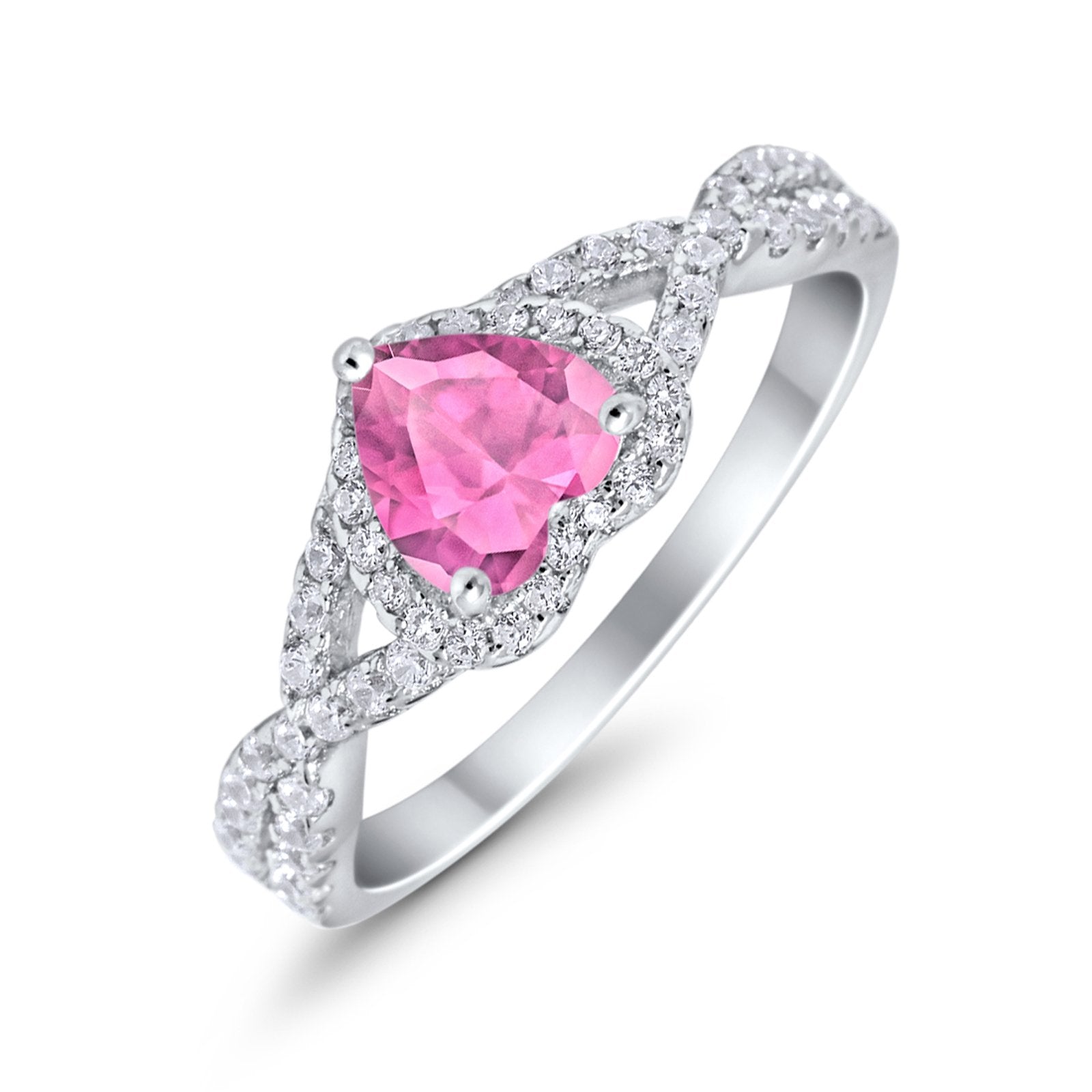 Heart Promise Ring Infinity Shank Simulated Cubic Zirconia 925 Sterling Silver