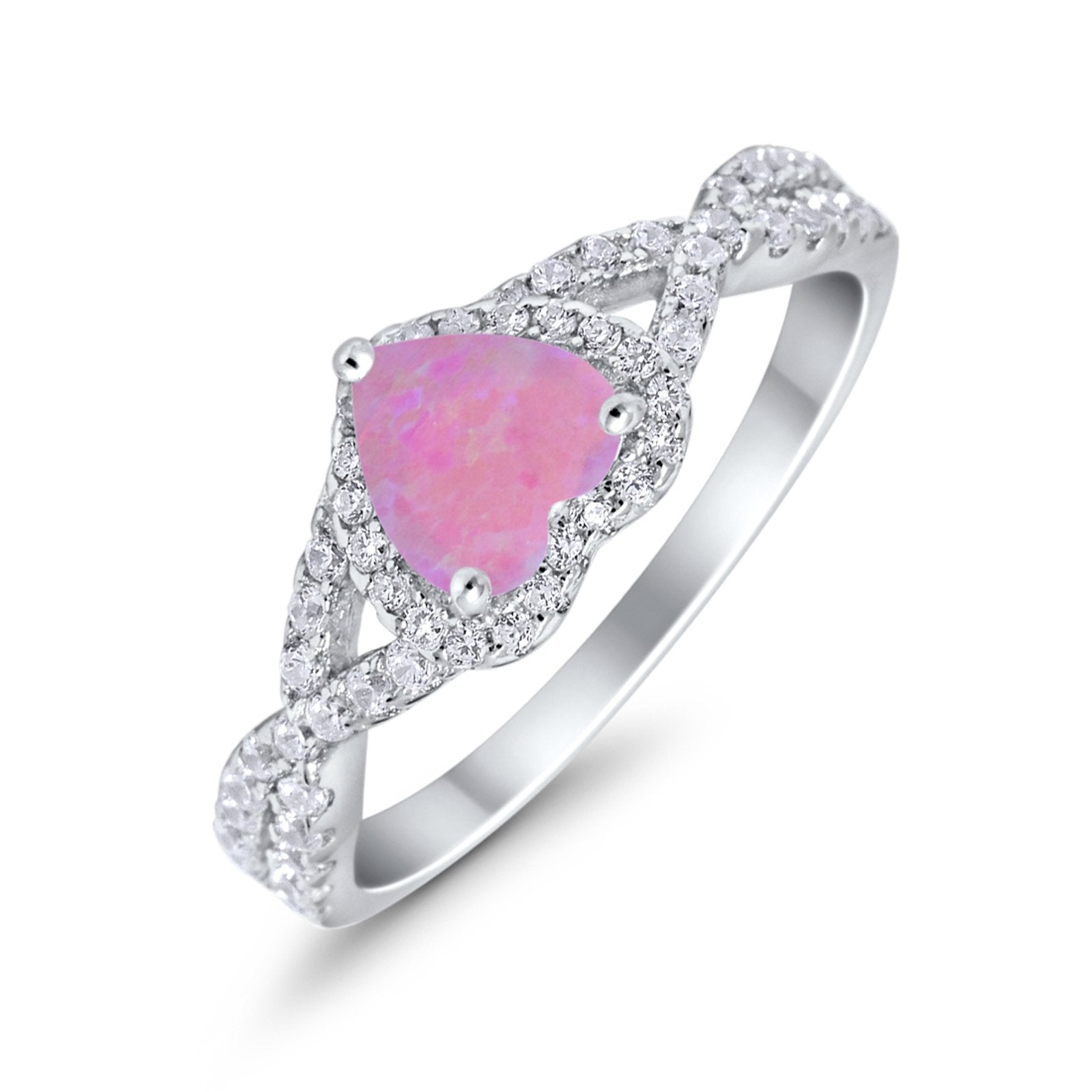 Heart Promise Ring Infinity Shank Simulated Cubic Zirconia 925 Sterling Silver