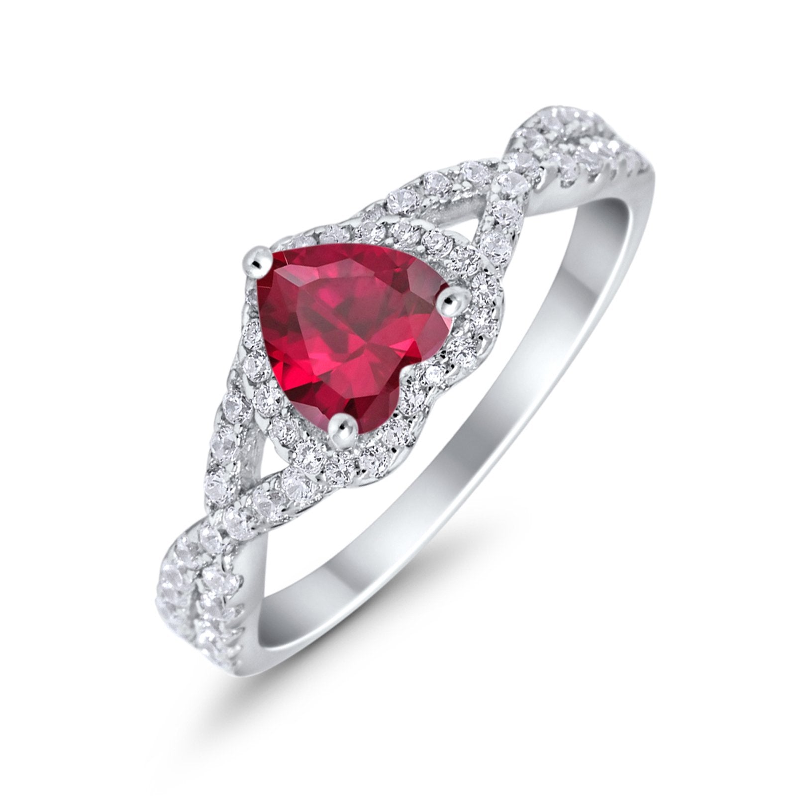 Heart Promise Ring Infinity Shank Simulated Cubic Zirconia 925 Sterling Silver