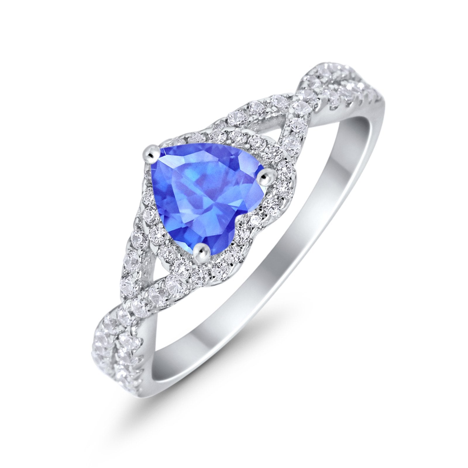 Heart Promise Ring Infinity Shank Simulated Cubic Zirconia 925 Sterling Silver