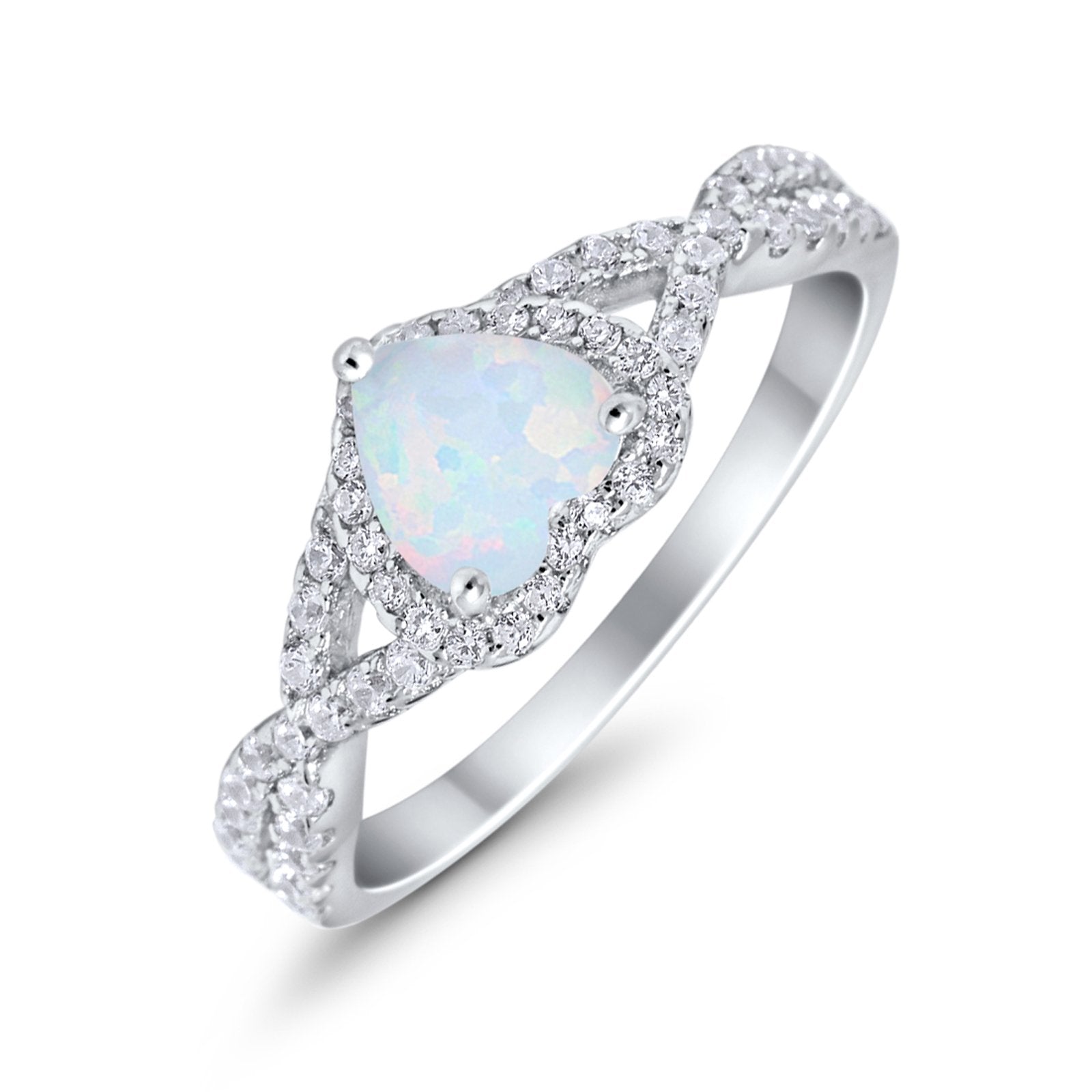 Heart Promise Ring Infinity Shank Simulated Cubic Zirconia 925 Sterling Silver