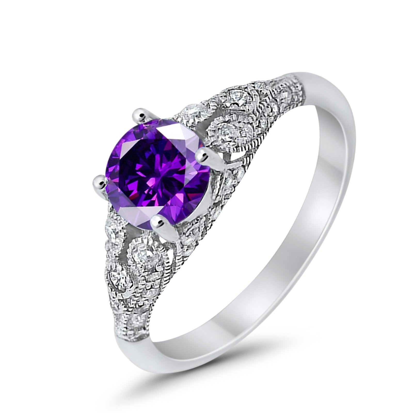 Vintage Wedding Ring Round Cubic Zirconia 925 Sterling Silver RC105152