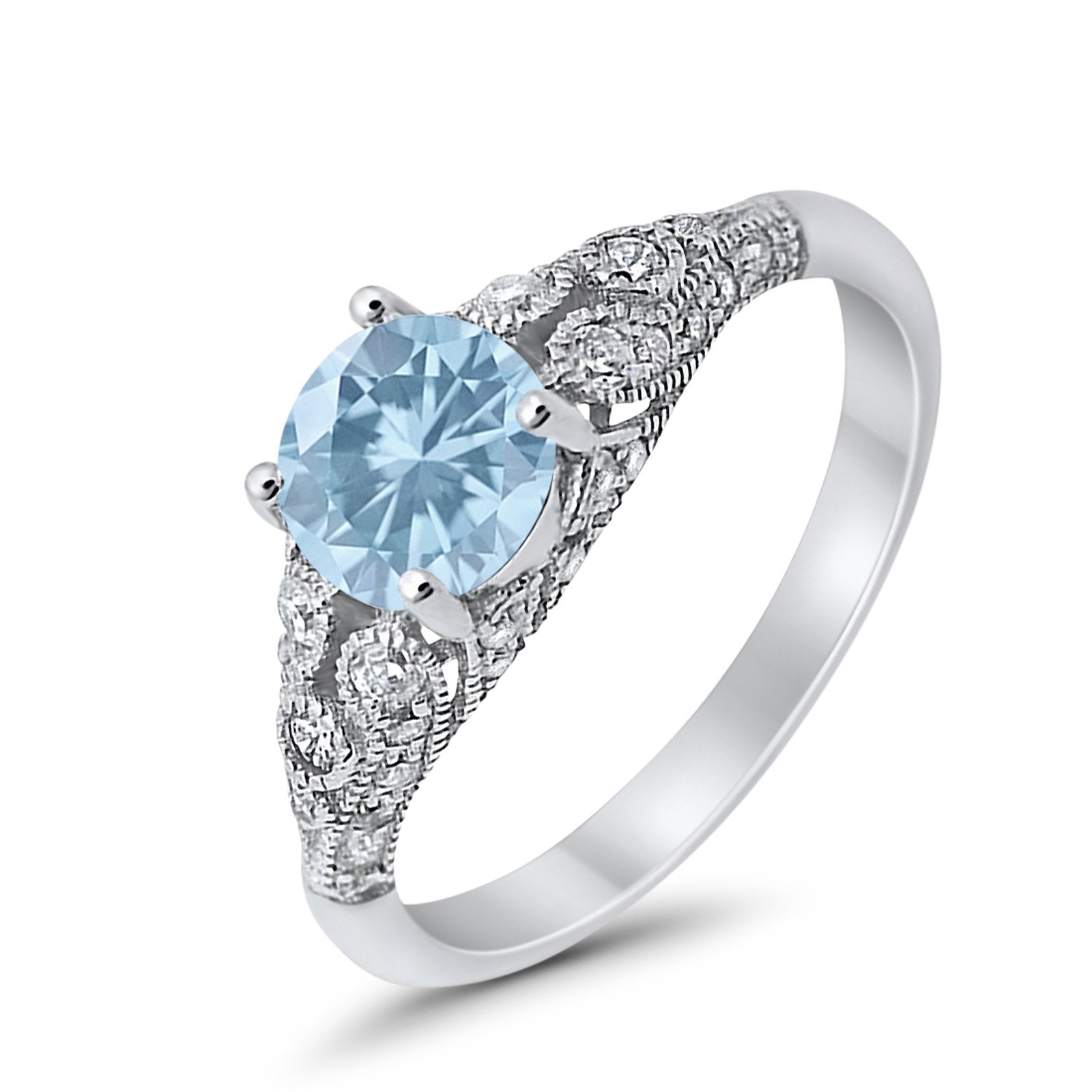 Vintage Wedding Ring Round Cubic Zirconia 925 Sterling Silver RC105152