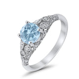 Vintage Wedding Ring Round Cubic Zirconia 925 Sterling Silver RC105152