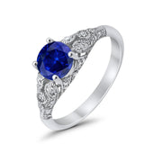 Vintage Wedding Ring Round Cubic Zirconia 925 Sterling Silver RC105152