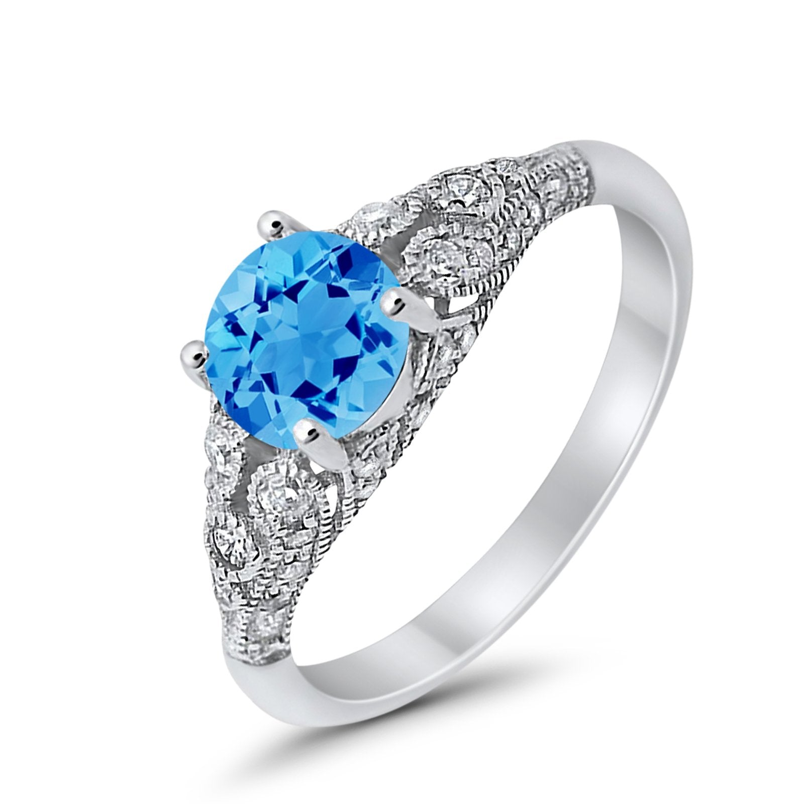 Vintage Wedding Ring Round Cubic Zirconia 925 Sterling Silver RC105152