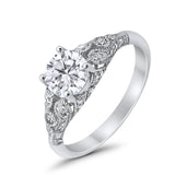 Vintage Wedding Ring Round Cubic Zirconia 925 Sterling Silver RC105152