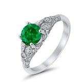 Vintage Wedding Ring Round Cubic Zirconia 925 Sterling Silver RC105152