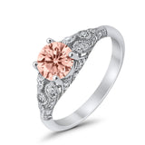 Vintage Wedding Ring Round Cubic Zirconia 925 Sterling Silver RC105152